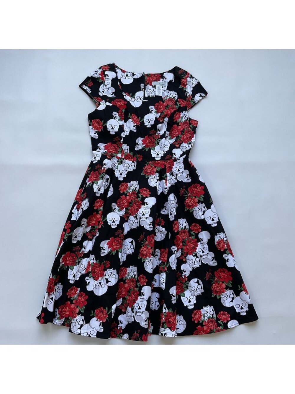 Eva Rose Women’s Skulls & Roses Printed Dress In Black Size L